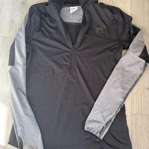 PINK Victoria's Secret Black and Gray Zip‎ Pullover